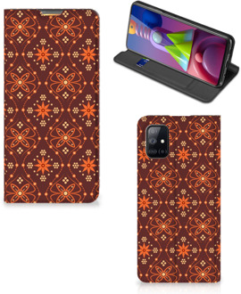 B2Ctelecom Stand Case Samsung Galaxy M51 Telefoonhoesje Batik Brown