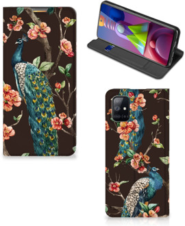 B2Ctelecom Stand Case Samsung Galaxy M51 Telefoonhoesje Pauw met Bloemen