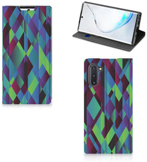 B2Ctelecom Stand Case Samsung Galaxy Note 10 Abstract Green Blue