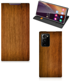 B2Ctelecom Stand Case Samsung Galaxy Note 20 Ultra Telefoonhoesje Donker Hout