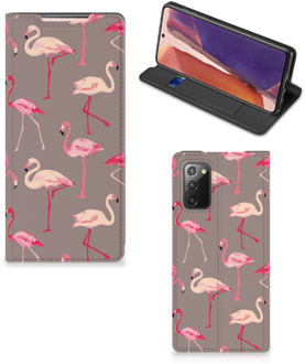 B2Ctelecom Stand Case Samsung Galaxy Note20 Hoesje met naam Flamingo