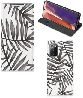 B2Ctelecom Stand Case Samsung Galaxy Note20 Hoesje met Tekst Leaves Grey