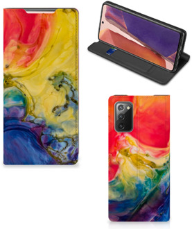 B2Ctelecom Stand Case Samsung Galaxy Note20 Smart Cover Watercolor Dark