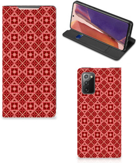 B2Ctelecom Stand Case Samsung Galaxy Note20 Smartphone Hoesje Batik Red