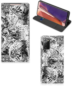 B2Ctelecom Stand Case Samsung Galaxy Note20 Telefoonhoesje Skulls Angel