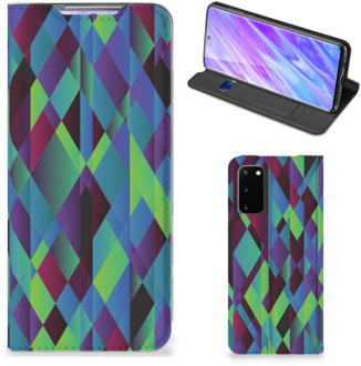 B2Ctelecom Stand Case Samsung Galaxy S20 Abstract Green Blue