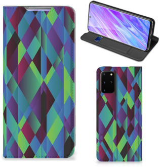 B2Ctelecom Stand Case Samsung Galaxy S20 Plus Abstract Green Blue