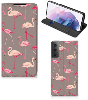 B2Ctelecom Stand Case Samsung Galaxy S21 Plus Hoesje met naam Flamingo