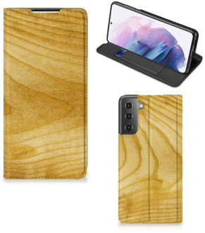 B2Ctelecom Stand Case Samsung Galaxy S21 Plus Smart Cover Licht Hout