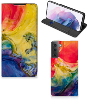 B2Ctelecom Stand Case Samsung Galaxy S21 Plus Smart Cover Watercolor Dark