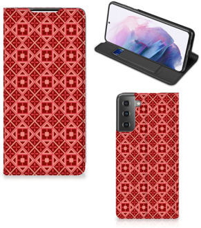 B2Ctelecom Stand Case Samsung Galaxy S21 Plus Smartphone Hoesje Batik Red