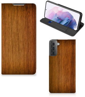 B2Ctelecom Stand Case Samsung Galaxy S21 Plus Telefoonhoesje Donker Hout