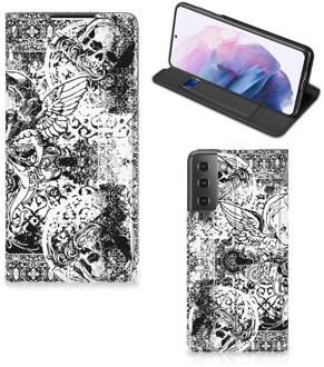 B2Ctelecom Stand Case Samsung Galaxy S21 Plus Telefoonhoesje Skulls Angel