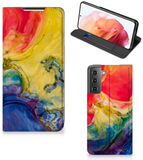 B2Ctelecom Stand Case Samsung Galaxy S21 Smart Cover Watercolor Dark