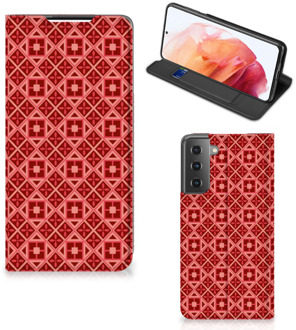 B2Ctelecom Stand Case Samsung Galaxy S21 Smartphone Hoesje Batik Red