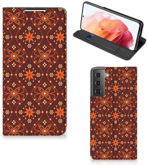 B2Ctelecom Stand Case Samsung Galaxy S21 Telefoonhoesje Batik Brown