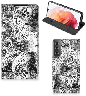 B2Ctelecom Stand Case Samsung Galaxy S21 Telefoonhoesje Skulls Angel