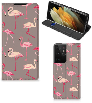 B2Ctelecom Stand Case Samsung Galaxy S21 Ultra Hoesje met naam Flamingo