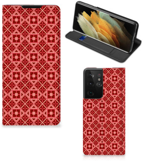 B2Ctelecom Stand Case Samsung Galaxy S21 Ultra Smartphone Hoesje Batik Red