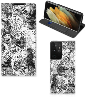 B2Ctelecom Stand Case Samsung Galaxy S21 Ultra Telefoonhoesje Skulls Angel