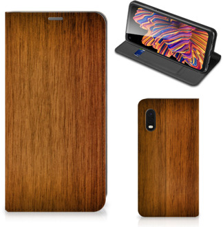 B2Ctelecom Stand Case Samsung Xcover Pro Telefoonhoesje Donker Hout