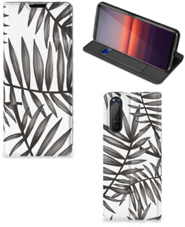 B2Ctelecom Stand Case Sony Xperia 5 II Hoesje met Tekst Leaves Grey