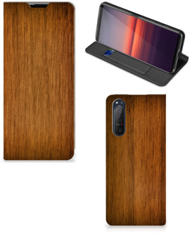 B2Ctelecom Stand Case Sony Xperia 5 II Telefoonhoesje Donker Hout