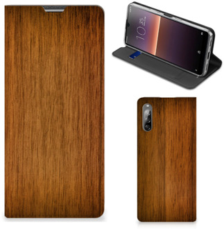 B2Ctelecom Stand Case Sony Xperia L4 Telefoonhoesje Donker Hout