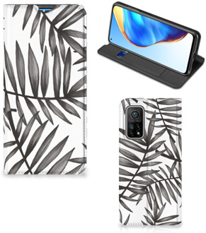 B2Ctelecom Stand Case Xiaomi Mi 10T | 10T Pro Hoesje met Tekst Leaves Grey