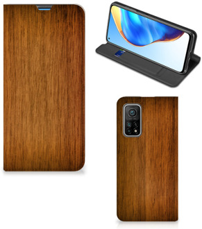 B2Ctelecom Stand Case Xiaomi Mi 10T | 10T Pro Telefoonhoesje Donker Hout