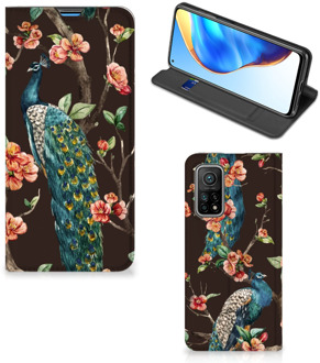 B2Ctelecom Stand Case Xiaomi Mi 10T | 10T Pro Telefoonhoesje Pauw met Bloemen