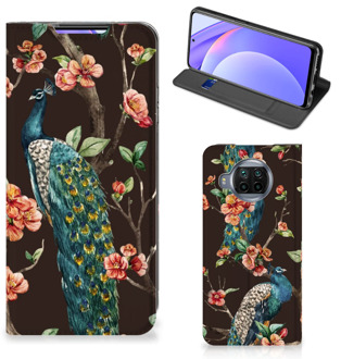 B2Ctelecom Stand Case Xiaomi Mi 10T Lite Telefoonhoesje Pauw met Bloemen