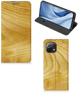 B2Ctelecom Stand Case Xiaomi Mi 11 Lite Smart Cover Licht Hout