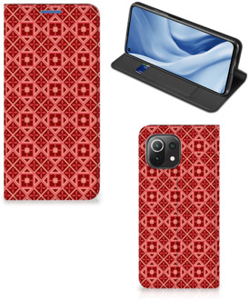 B2Ctelecom Stand Case Xiaomi Mi 11 Lite Smartphone Hoesje Batik Red