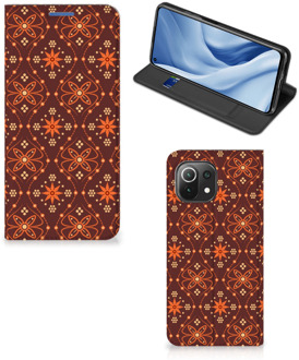 B2Ctelecom Stand Case Xiaomi Mi 11 Lite Telefoonhoesje Batik Brown