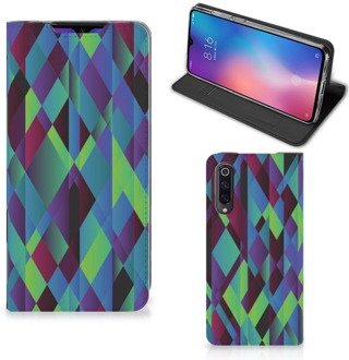 B2Ctelecom Stand Case Xiaomi Mi 9 Abstract Green Blue