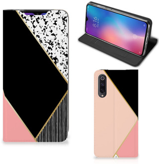 B2Ctelecom Stand Case Xiaomi Mi 9 Zwart Roze Vormen