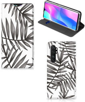 B2Ctelecom Stand Case Xiaomi Mi Note 10 Lite Hoesje met Tekst Leaves Grey