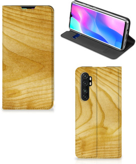 B2Ctelecom Stand Case Xiaomi Mi Note 10 Lite Smart Cover Licht Hout