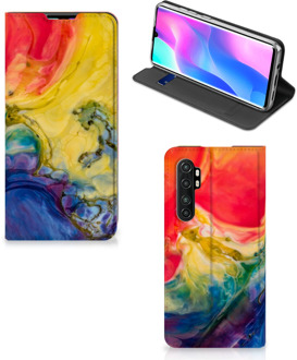 B2Ctelecom Stand Case Xiaomi Mi Note 10 Lite Smart Cover Watercolor Dark