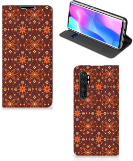 B2Ctelecom Stand Case Xiaomi Mi Note 10 Lite Telefoonhoesje Batik Brown