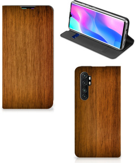 B2Ctelecom Stand Case Xiaomi Mi Note 10 Lite Telefoonhoesje Donker Hout