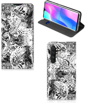 B2Ctelecom Stand Case Xiaomi Mi Note 10 Lite Telefoonhoesje Skulls Angel