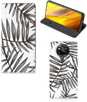 B2Ctelecom Stand Case Xiaomi Poco X3 Hoesje met Tekst Leaves Grey