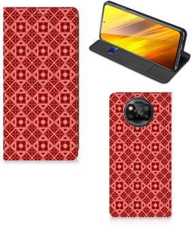 B2Ctelecom Stand Case Xiaomi Poco X3 Smartphone Hoesje Batik Red