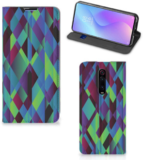 B2Ctelecom Stand Case Xiaomi Redmi K20 Pro Abstract Green Blue