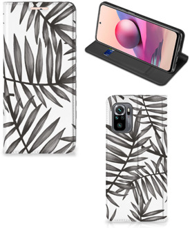 B2Ctelecom Stand Case Xiaomi Redmi Note 10 4G | 10S Hoesje met Tekst Leaves Grey