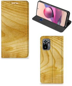 B2Ctelecom Stand Case Xiaomi Redmi Note 10 4G | 10S Smart Cover Licht Hout