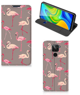 B2Ctelecom Stand Case Xiaomi Redmi Note 9 Hoesje met naam Flamingo