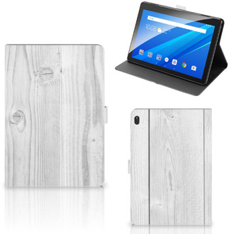 B2Ctelecom Standcase Hoesje Lenovo Tab E10 Hoes met Magneetsluiting Wit Hout